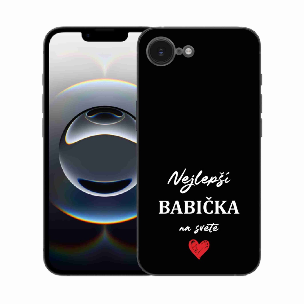 Gelový kryt mmCase na iPhone 16e - nejlepší babička 1 černé pozadí