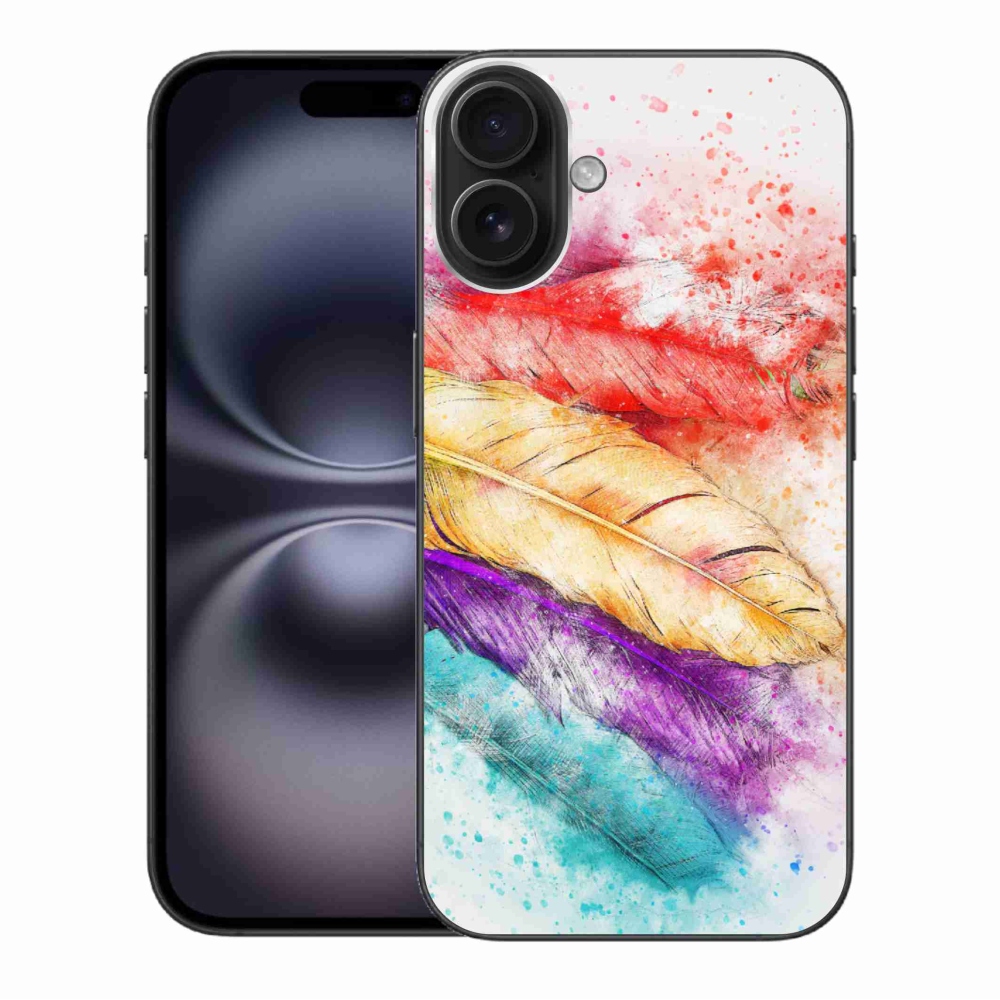 Gelový kryt mmCase na iPhone 16 Plus - barevné peří