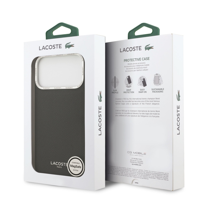 Lacoste PU Leather Champs Elysees MagSafe Zadní Kryt pro iPhone 17 Pro Max Black