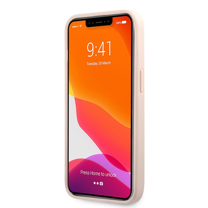 Guess PU 4G Metal Logo Zadní Kryt pro iPhone 13 Pink