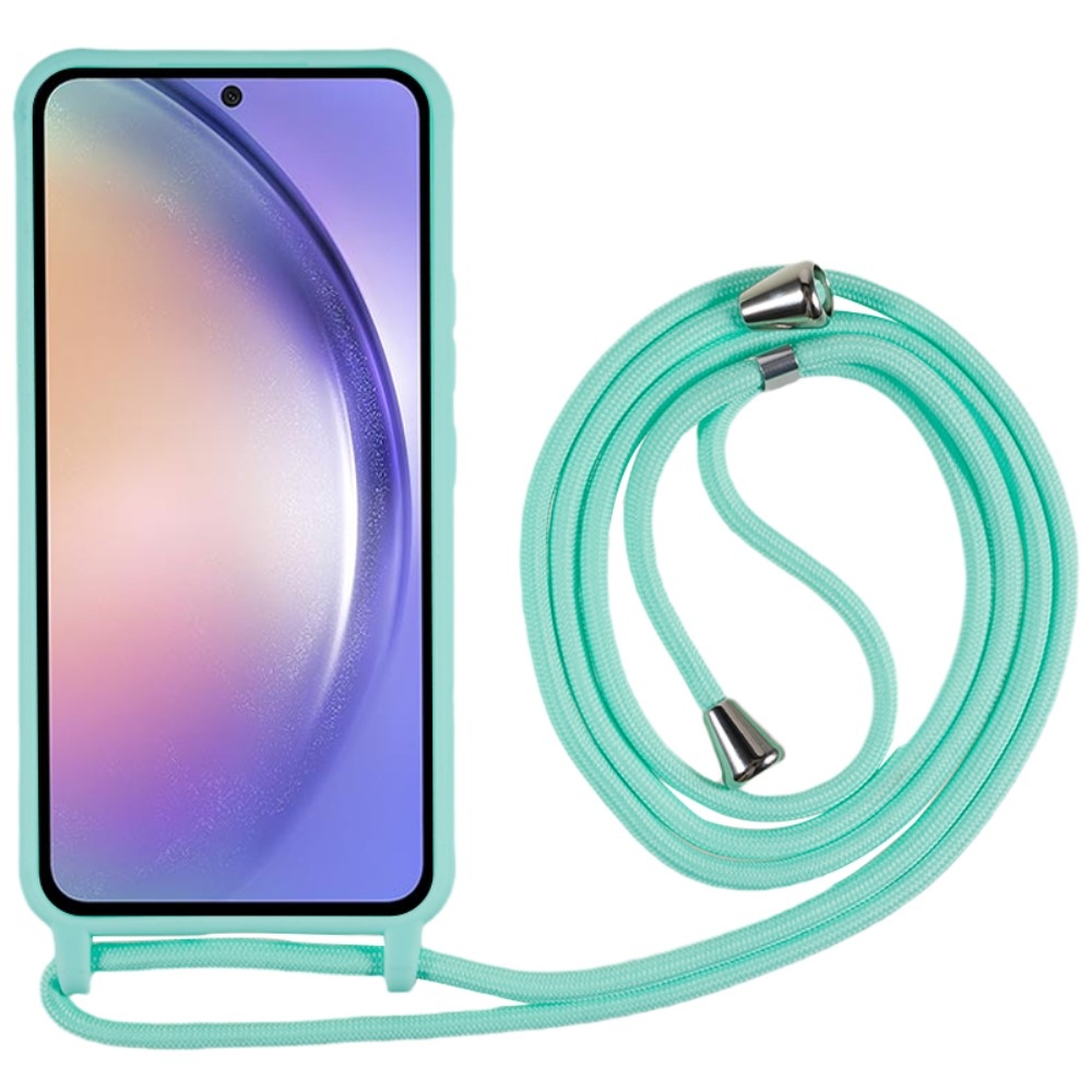 Lany gelový obal se šňůrkou na Samsung Galaxy S25+ - modrozelený