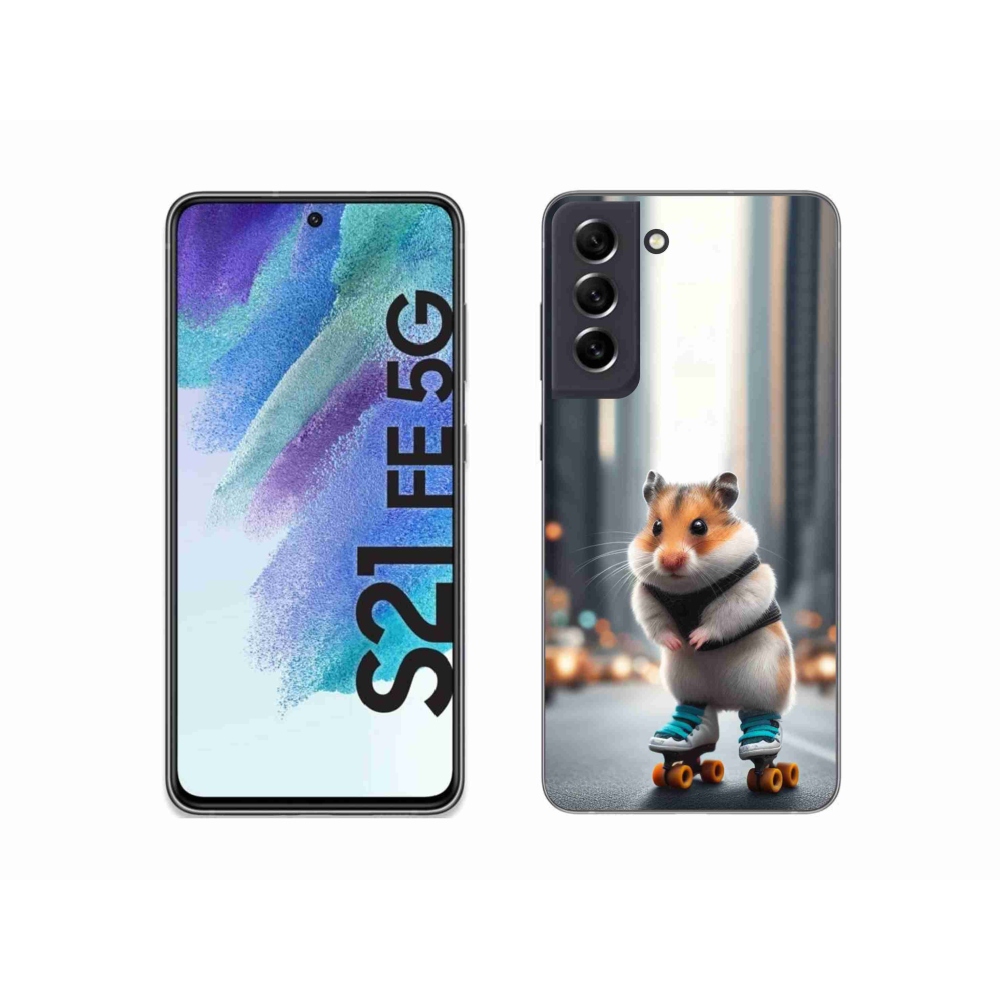 Gelový kryt mmCase na Samsung Galaxy S21 FE 5G - křeček na bruslích