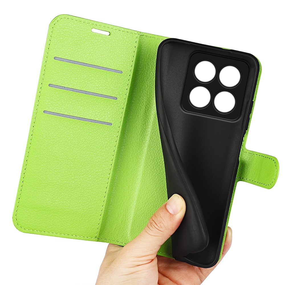 Litchi knížkové pouzdro na Xiaomi 14 Pro - zelené