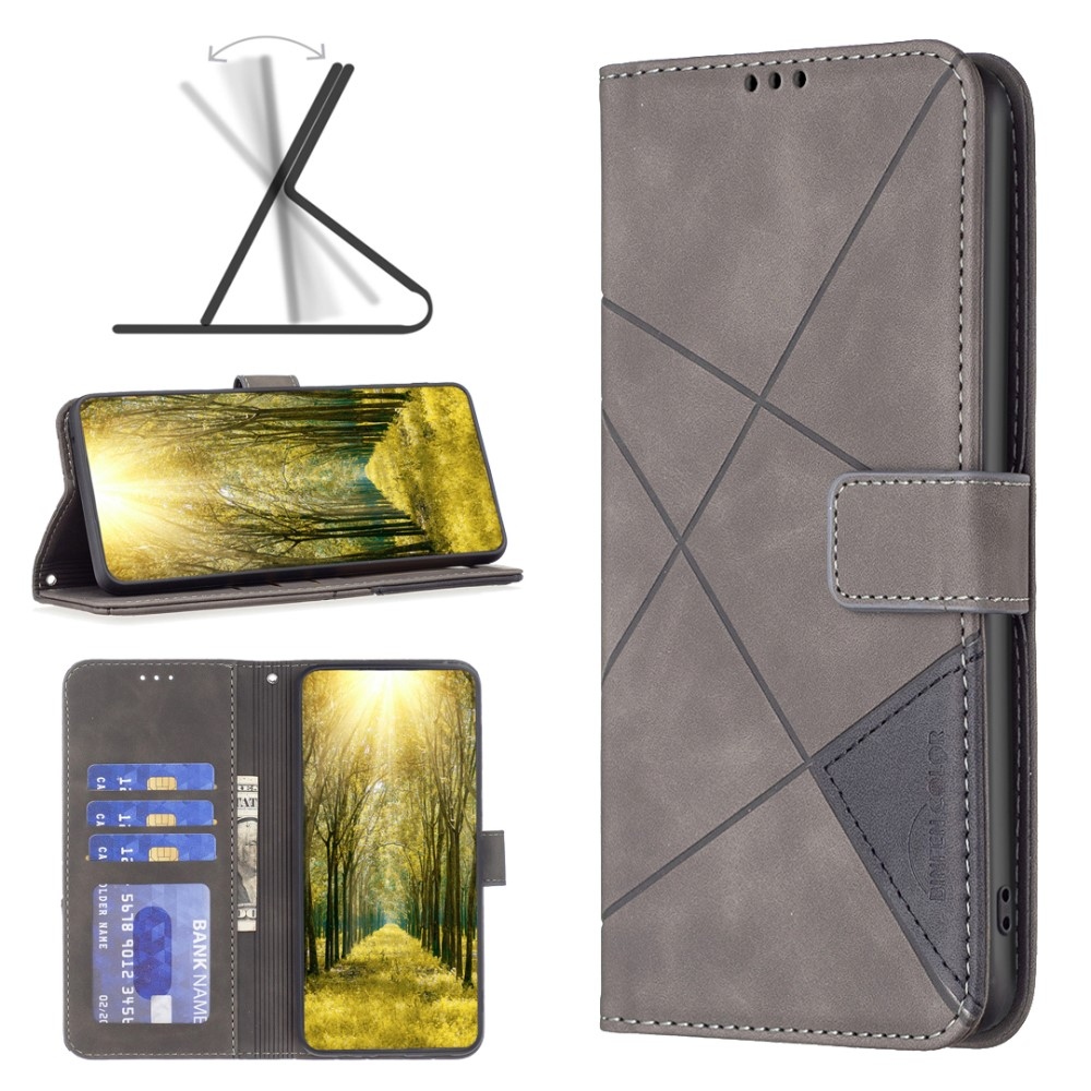 BINFEN knížkové pouzdro na Samsung Galaxy M55 5G - šedé