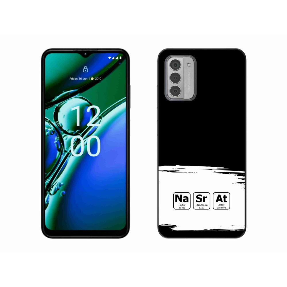 Gelový kryt mmCase na Nokia G42 - chemické prvky bíločerné pozadí