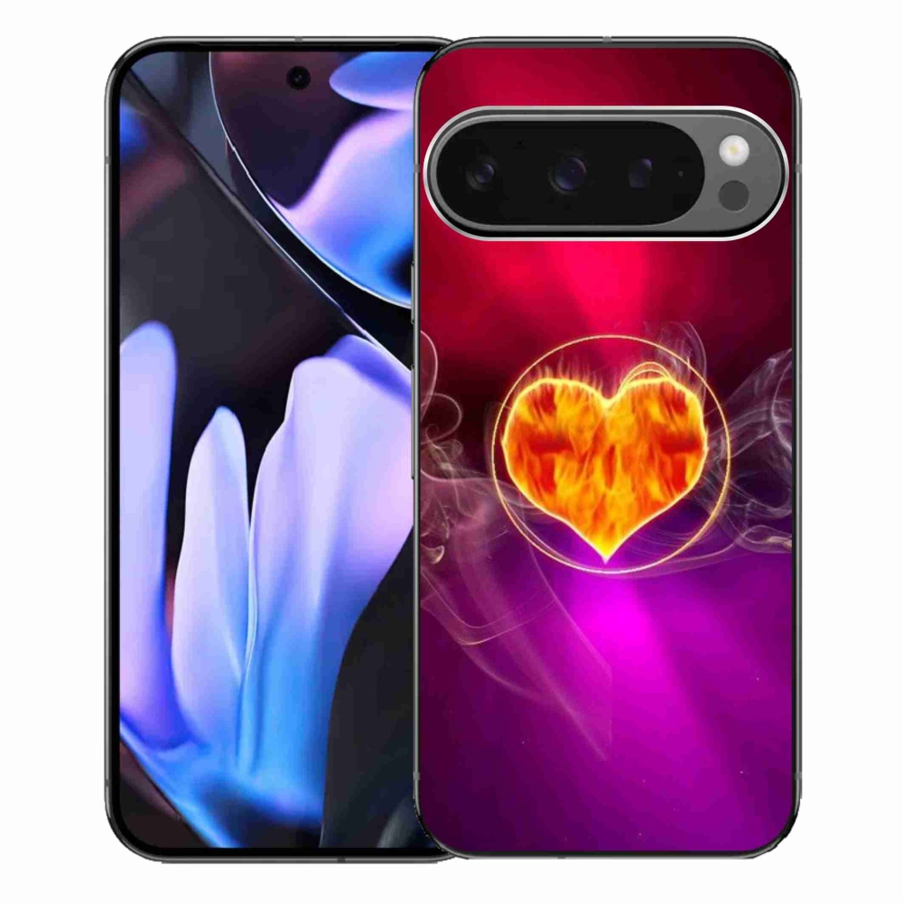 Gelový kryt mmCase na Google Pixel 9 Pro XL - ohnivé srdce