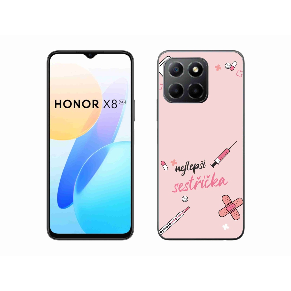 Gelový kryt mmCase na Honor X8 5G/Honor 70 Lite 5G - nejlepší sestřička růžové pozadí
