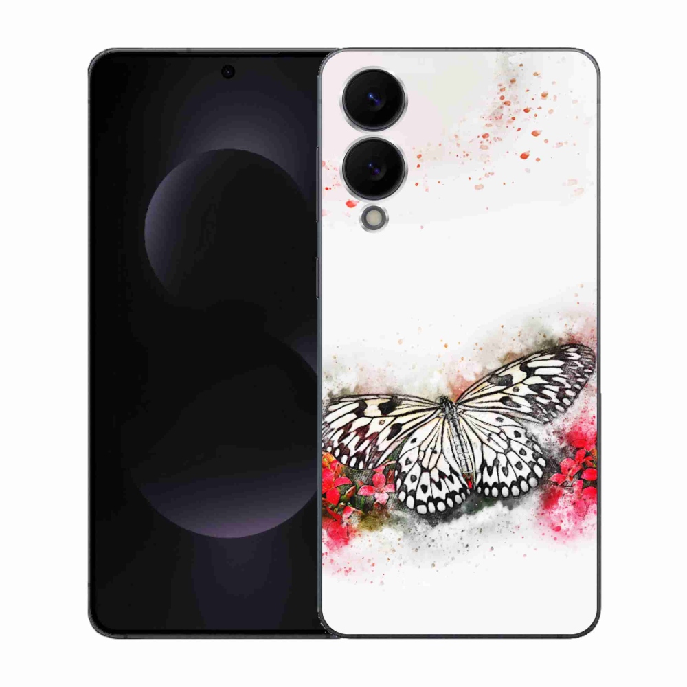 Gelový kryt mmCase na Samsung Galaxy S25 Edge - černobílý motýl