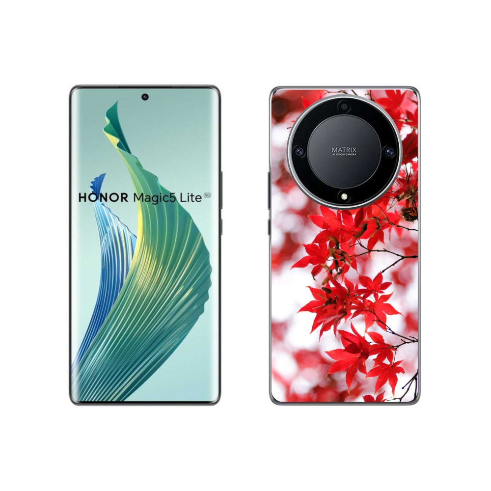 Gelový kryt mmCase na Honor Magic 5 Lite 5G - červené listy