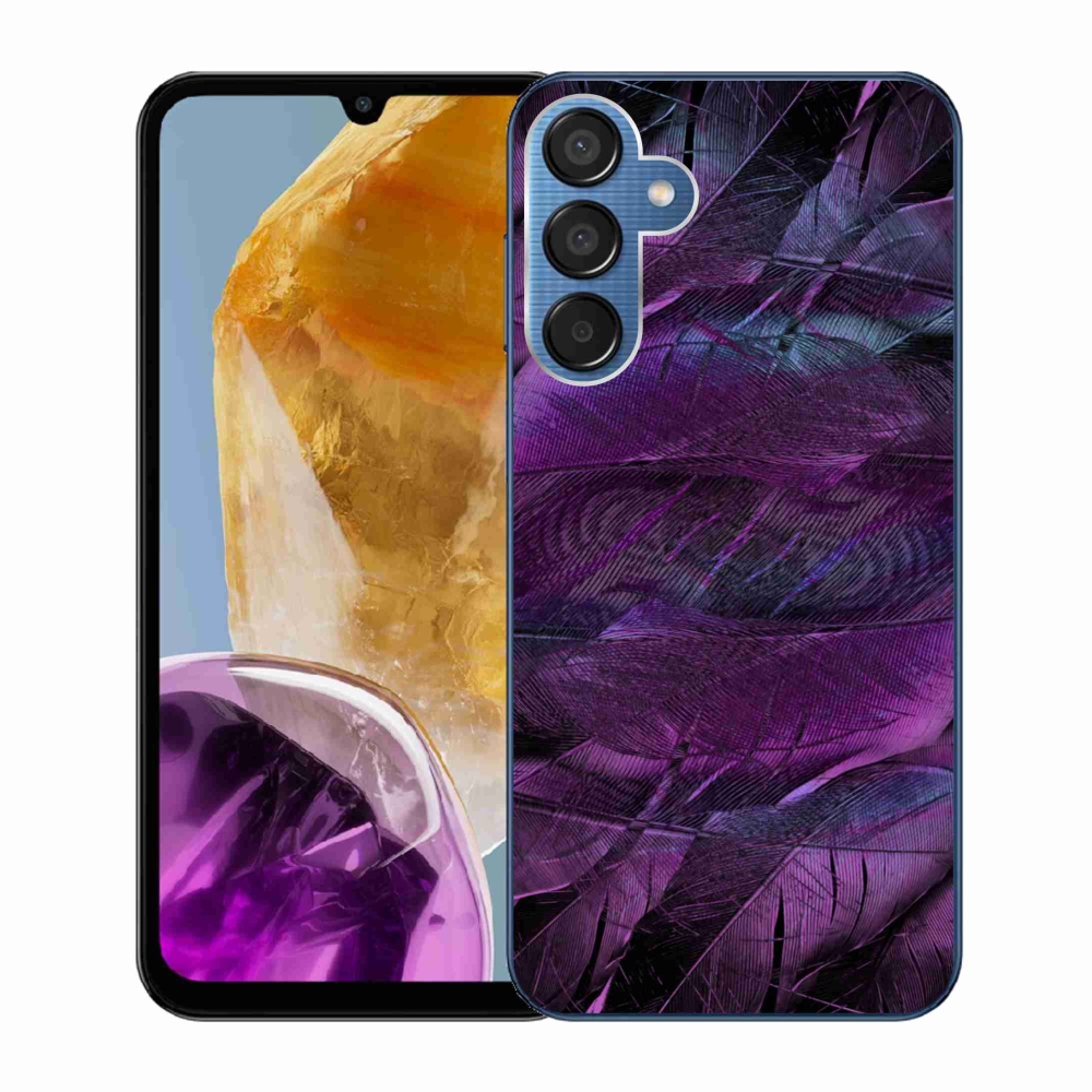 Gelový kryt mmCase na Samsung Galaxy M15 5G - fialová pírka
