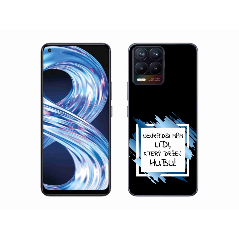 Gelový kryt mmCase na Realme 8 4G - vtipný text 7 bíločerné pozadí
