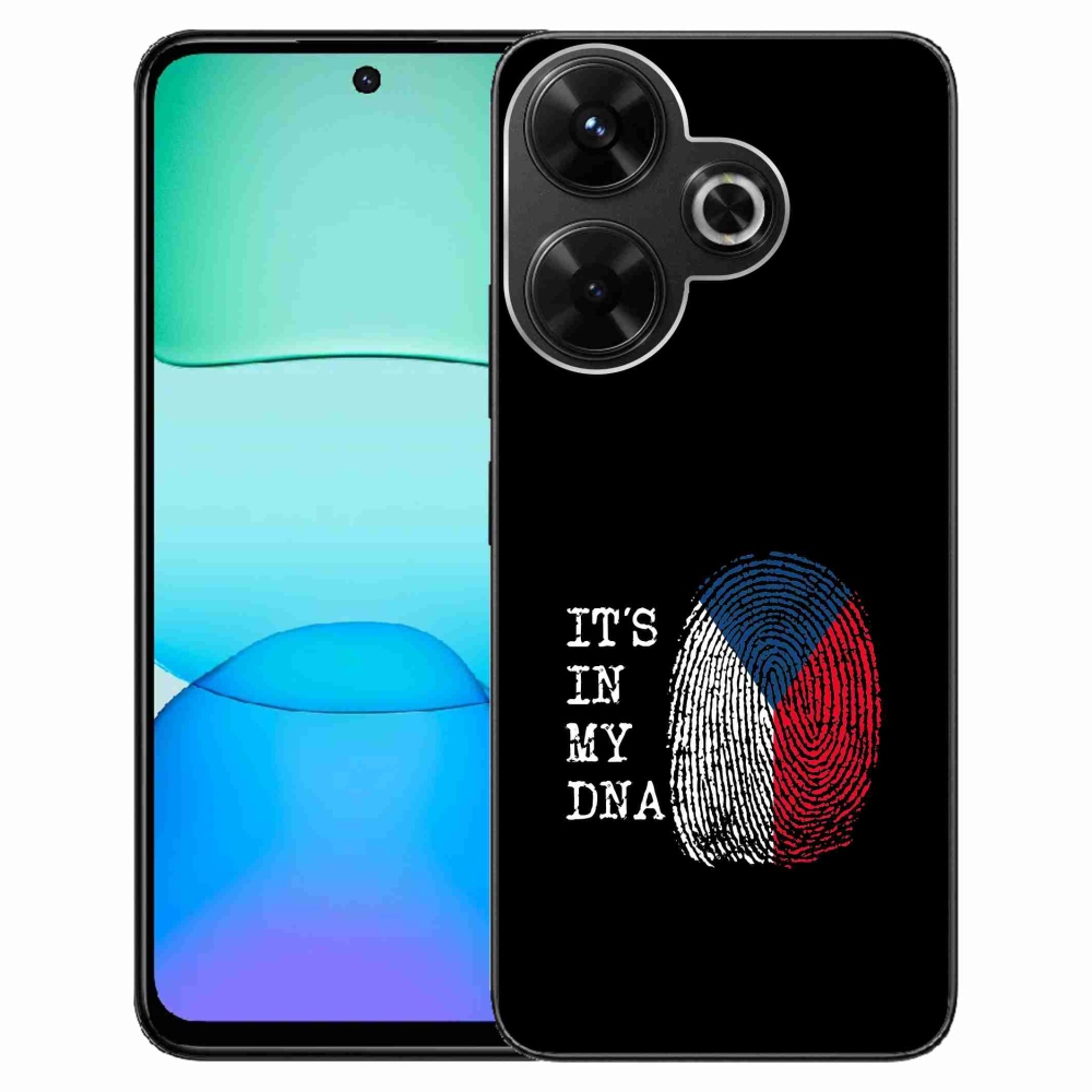 Gelový kryt mmCase na Xiaomi Redmi 13 4G/Poco M6 4G  - vlajka otisk prstu černé pozadí