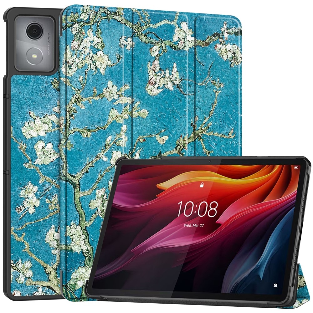 Patte chytré zavírací pouzdro na Lenovo Tab K11 Plus - bílé květy