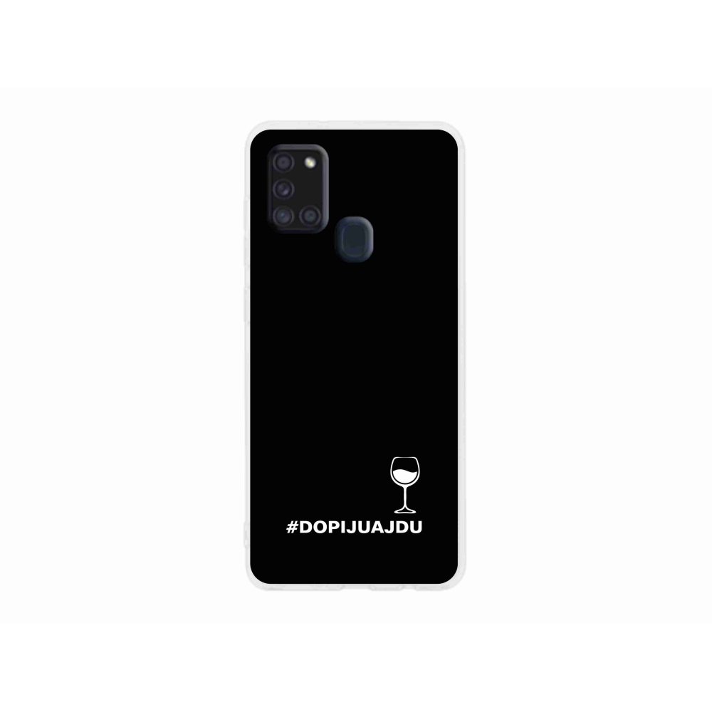 Gelový kryt mmCase na Samsung Galaxy A21s - vinný motiv černé pozadí