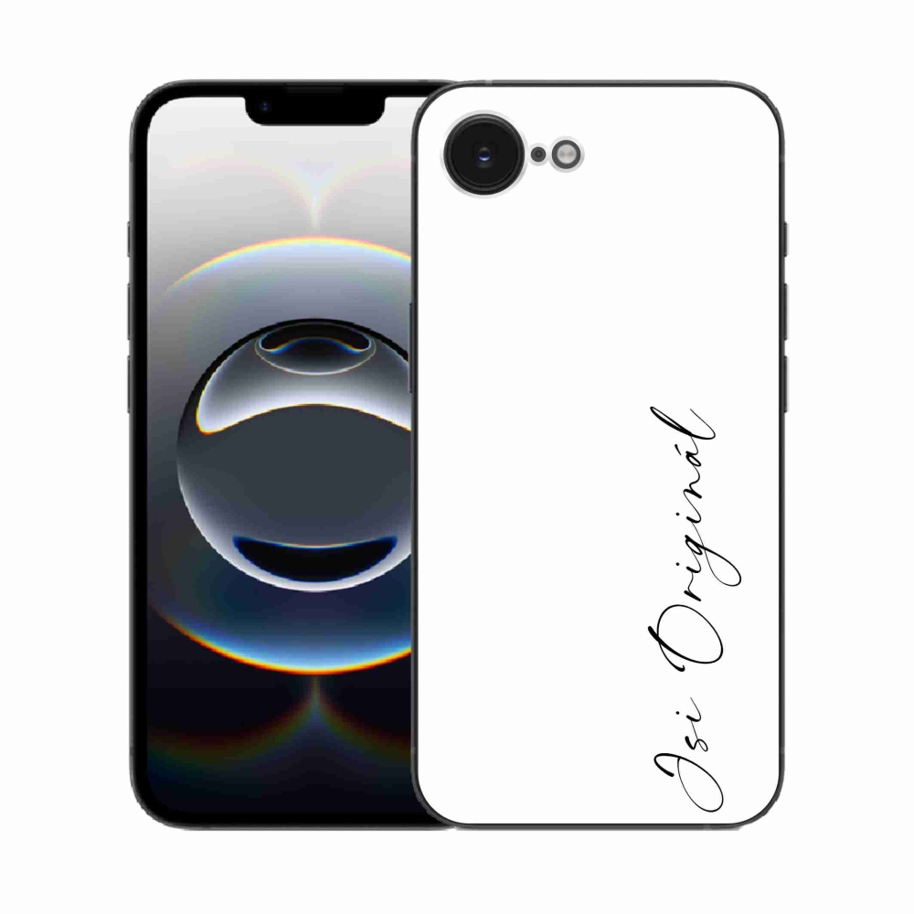 Gelový kryt mmCase na iPhone 16e - jsi originál bílé pozadí