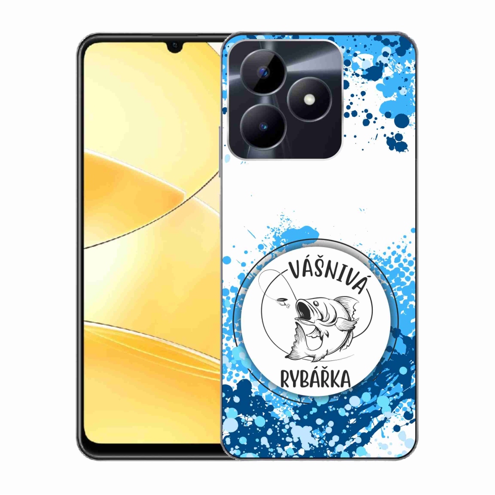 Gelový kryt mmCase na Realme C51/C53 - vášnivá rybářka bílé pozadí