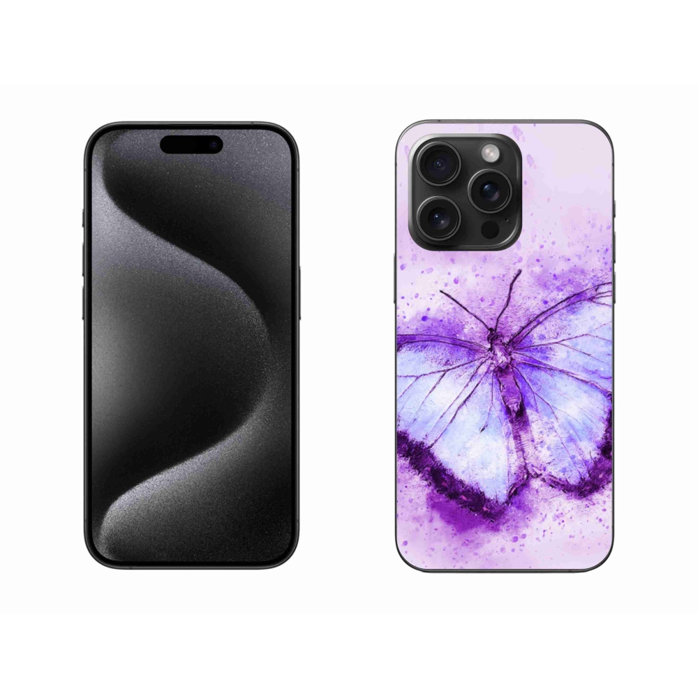 Gelový kryt mmCase na iPhone 15 Pro Max - fialový motýl