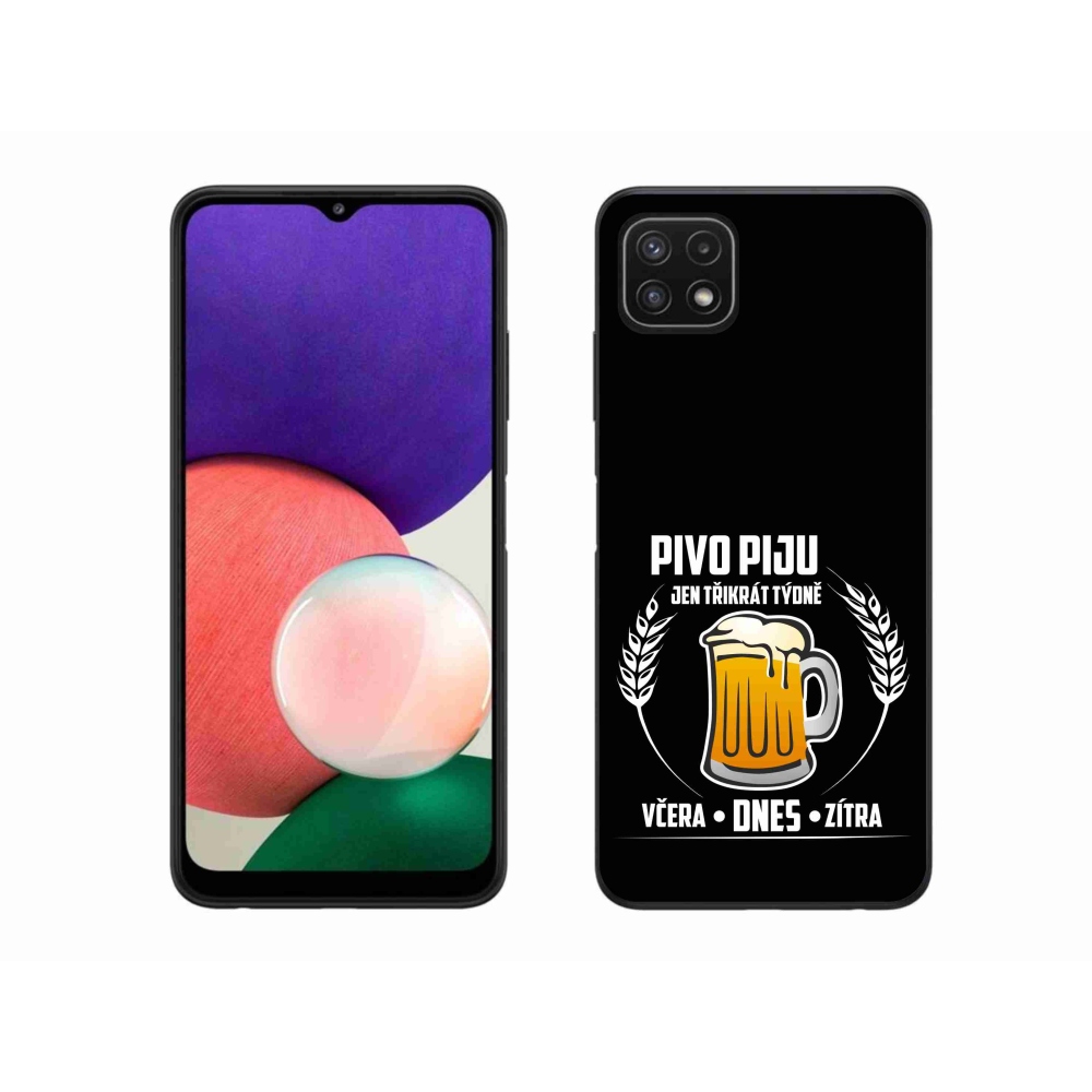 Gelový kryt mmCase na Samsung Galaxy A22 5G - pivní motiv černé pozadí
