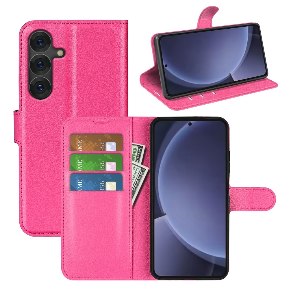Litchi knížkové pouzdro na Samsung Galaxy S25+ - rose