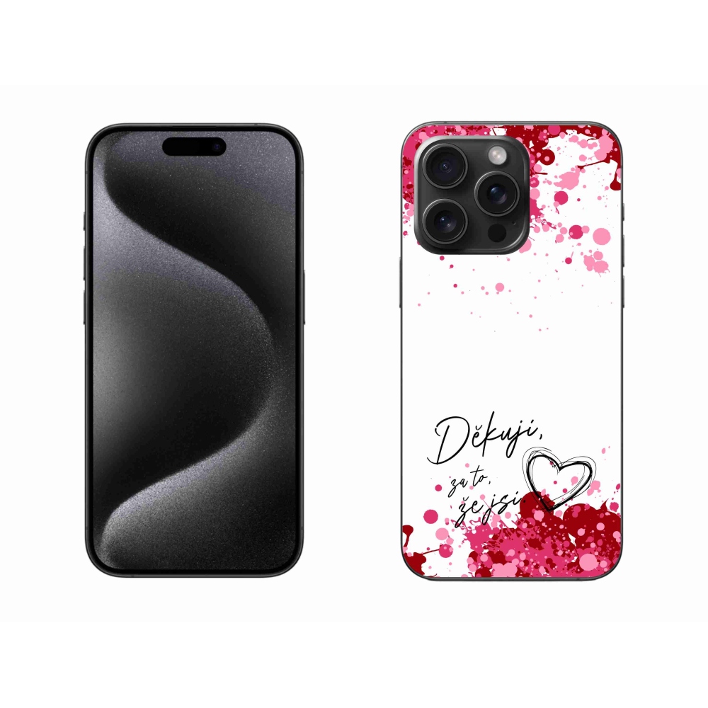 Gelový kryt mmCase na iPhone 15 Pro Max - zamilovaný text 2 bílé pozadí