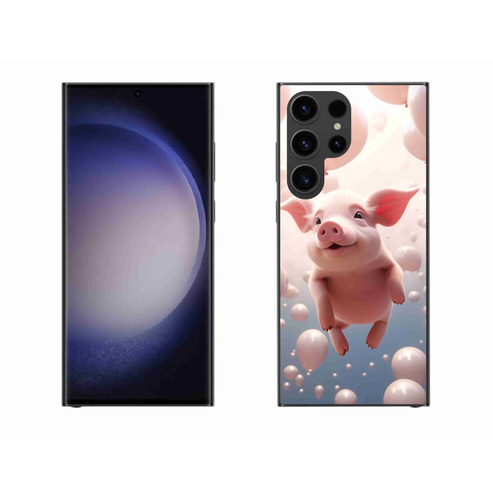 Gelový kryt mmCase na Samsung Galaxy S23 Ultra 5G - prasátko s balónky