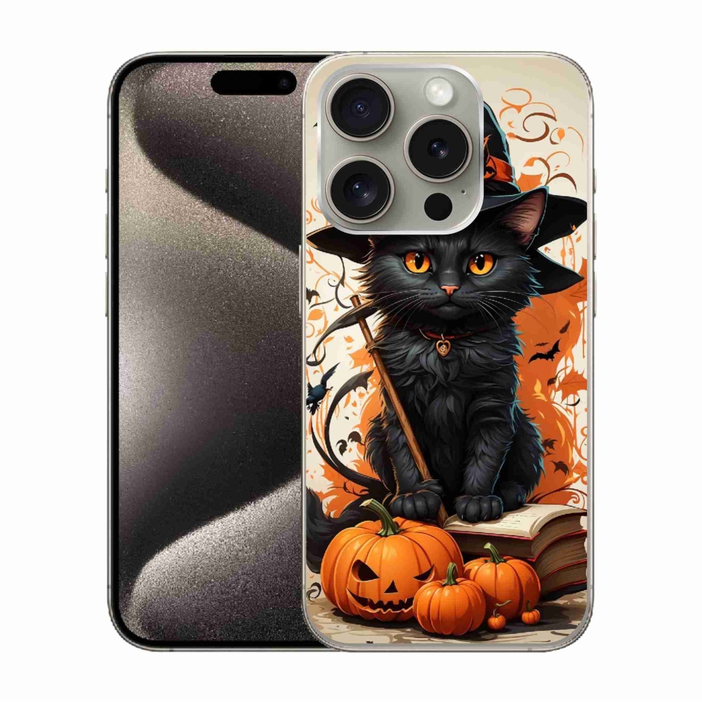 Gelový kryt mmCase na iPhone 15 Pro - kocour čaroděj