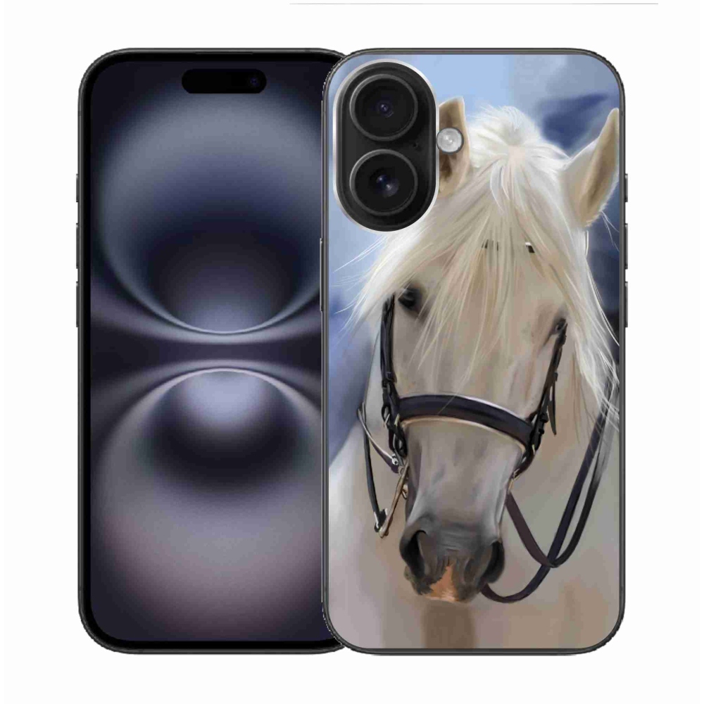 Gelový kryt mmCase na iPhone 16 - bílý kůň