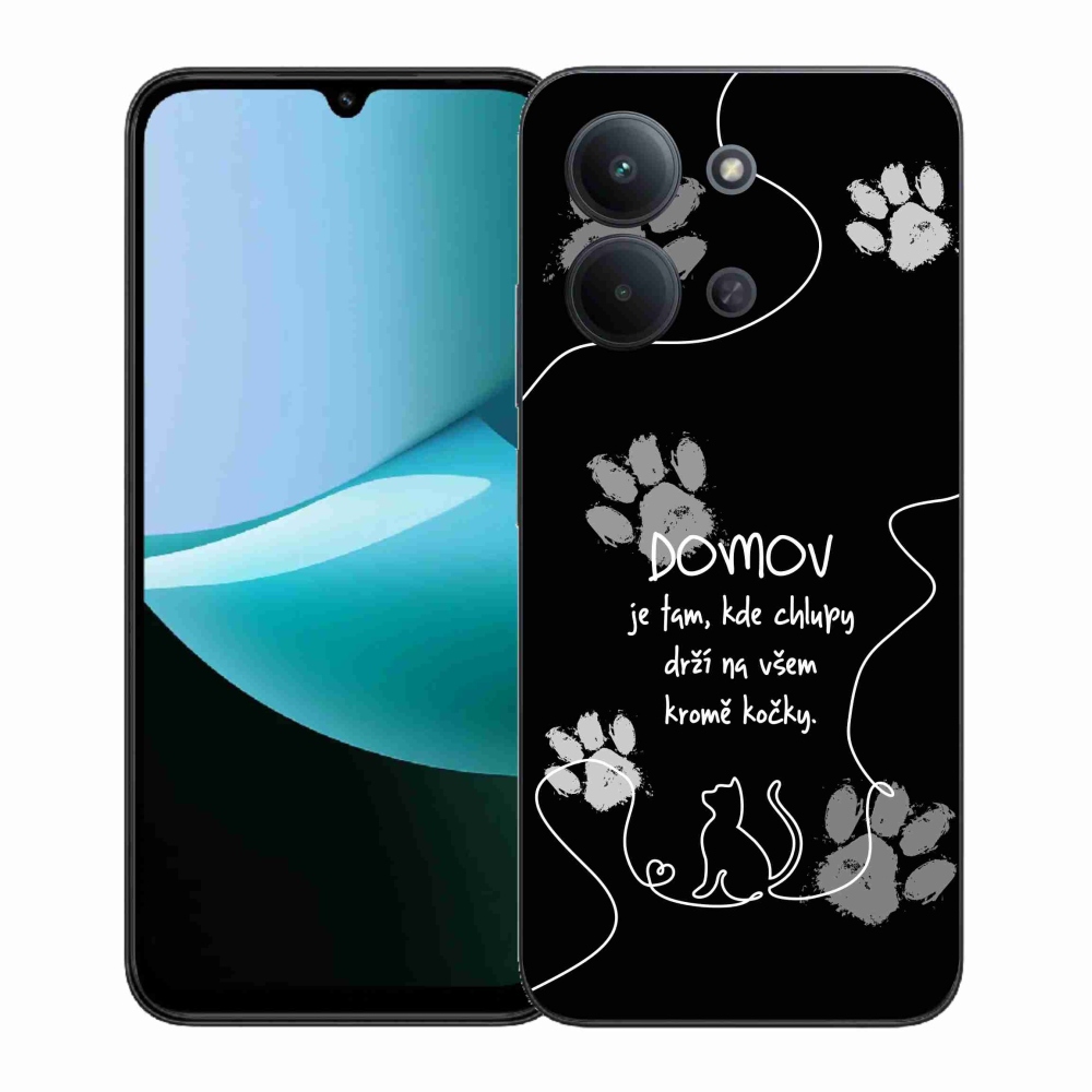 Gelový kryt mmCase na Xiaomi Redmi 15C 4G (171mm)/Poco C85 4G (171mm) - kočičí motiv černé pozadí
