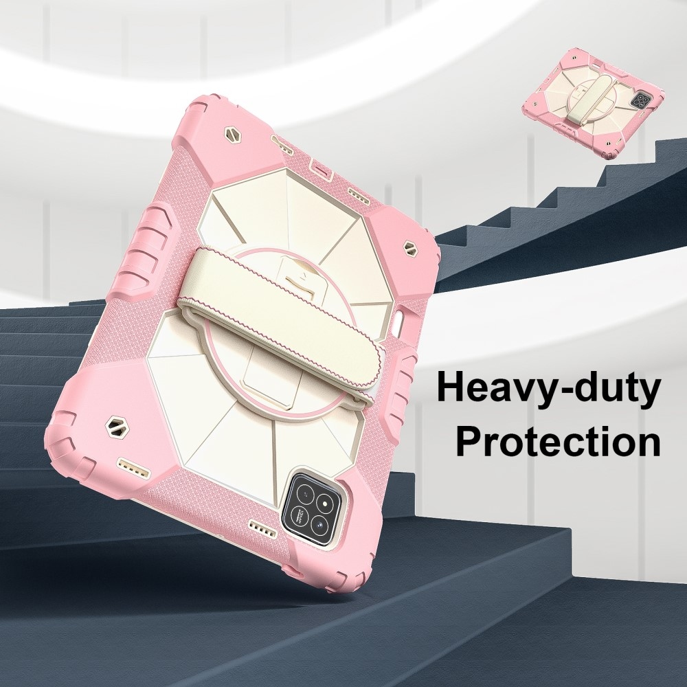 Strap odolný kryt s držákem na ruku a ramenním popruhem na Xiaomi Pad 7/7 Pro - růžovozlatý
