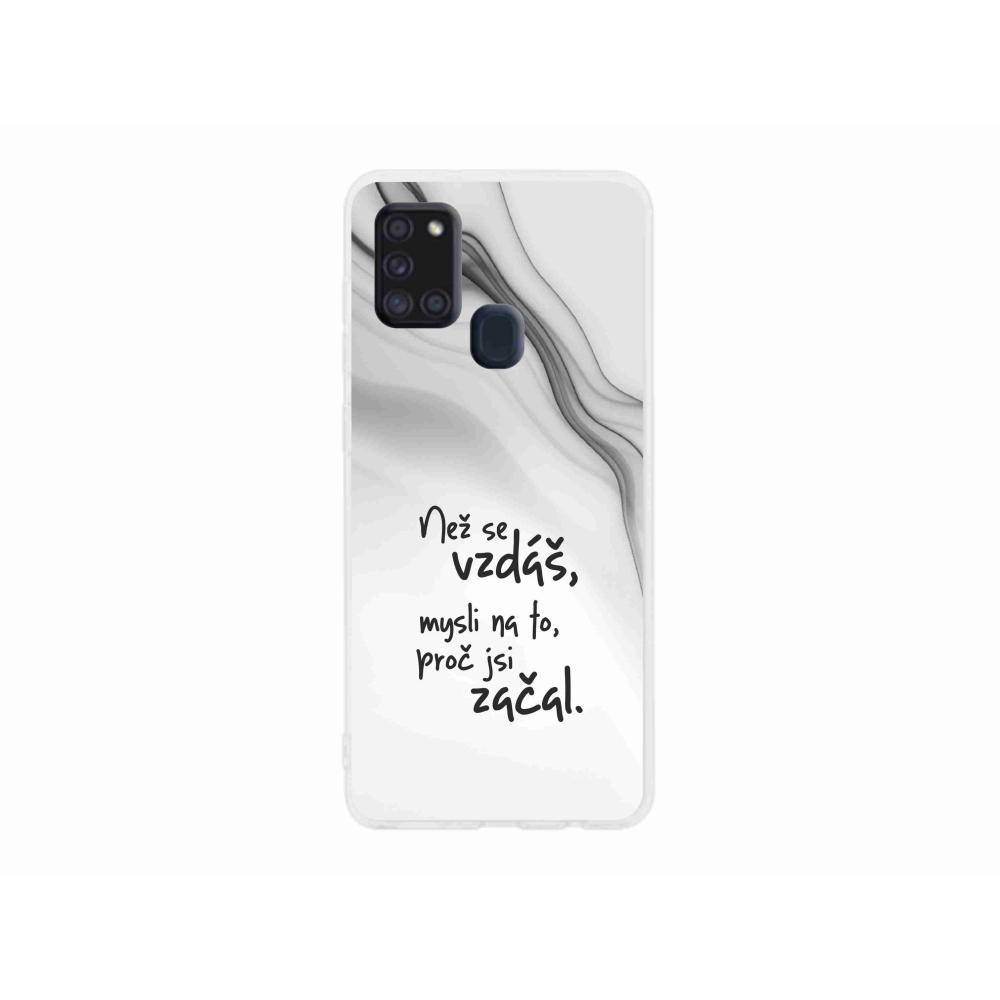 Gelový kryt mmCase na Samsung Galaxy A21s - citát 2 bílé pozadí