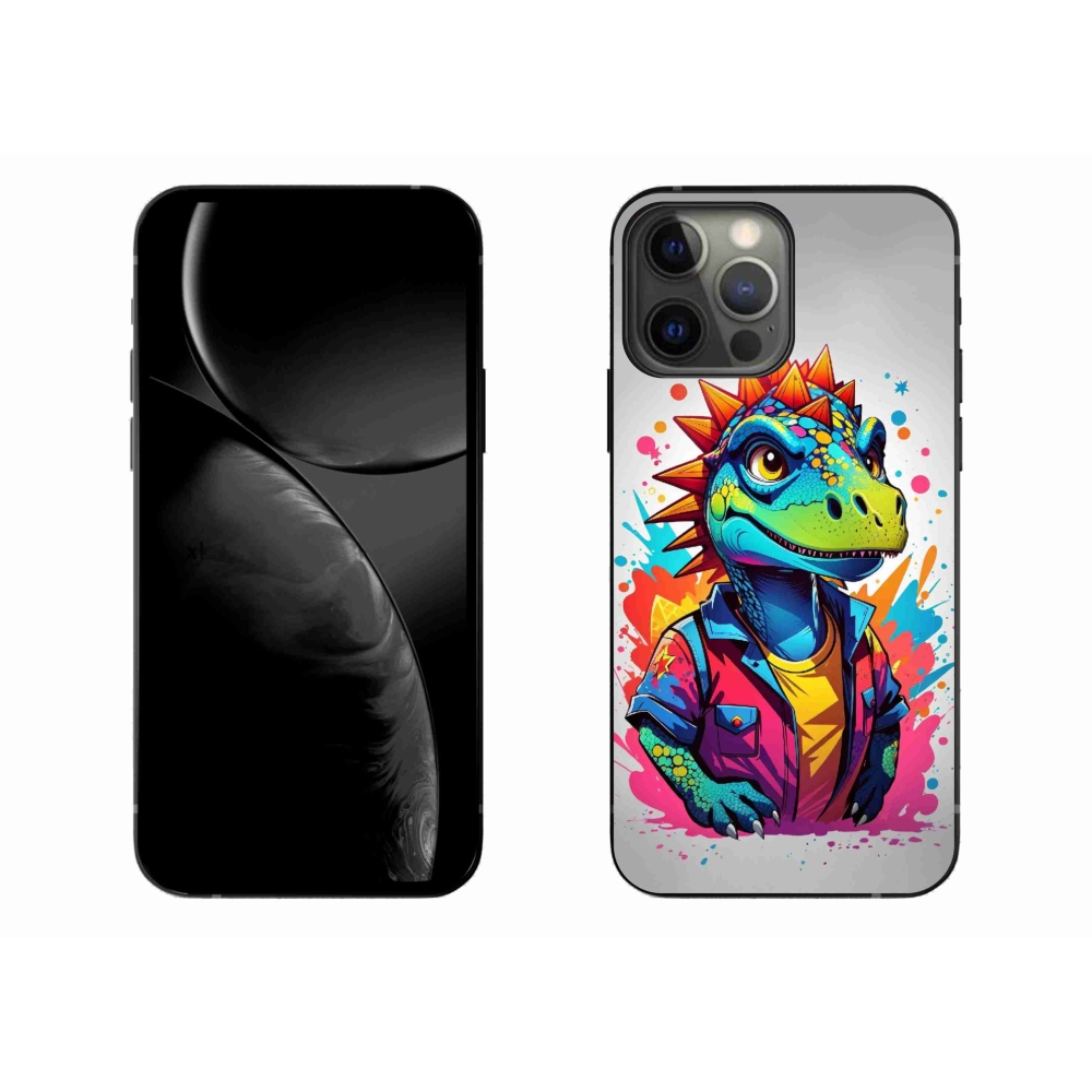 Gelový kryt mmCase na iPhone 13 Pro Max - barevný dinosaurus