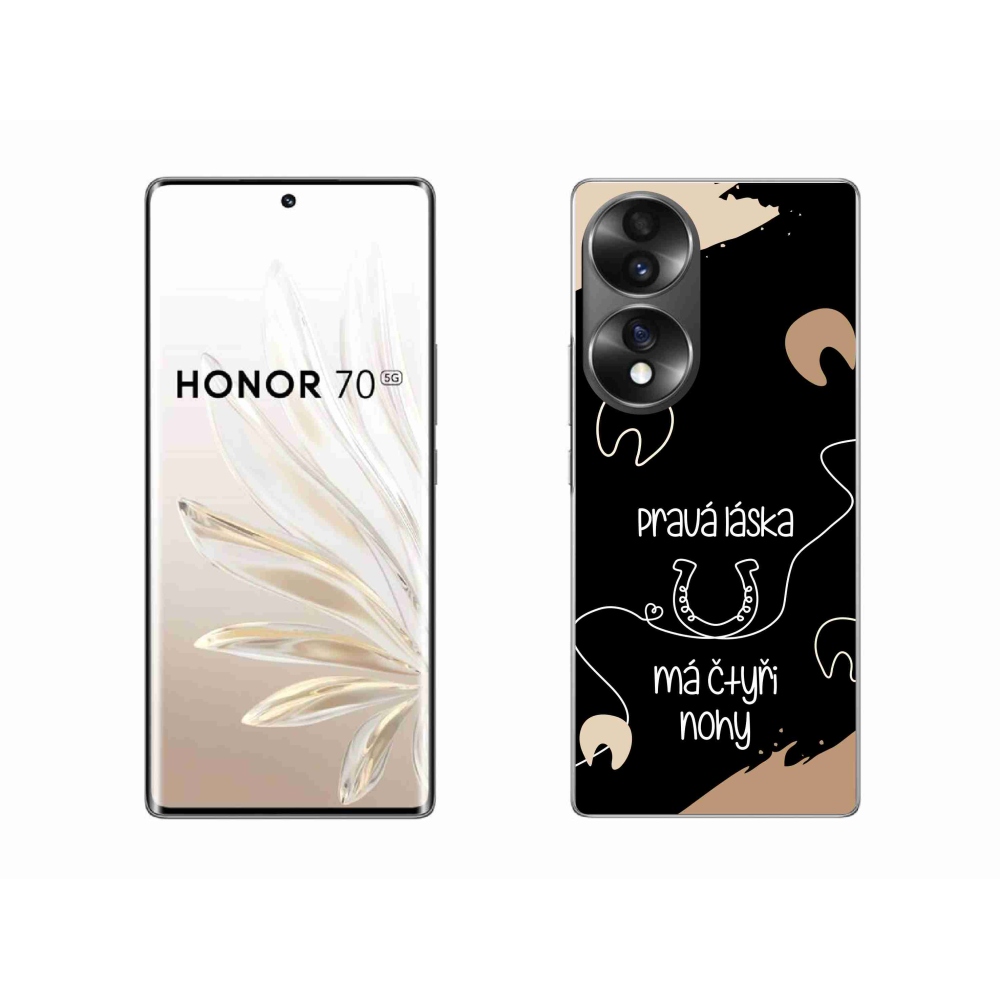Gelový kryt mmCase na Honor 70 - koňský motiv černé pozadí