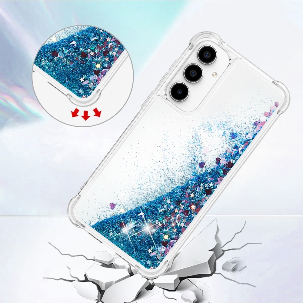 Glitter přesýpací gelový obal na Samsung Galaxy A56 5G - modrý/hvězdičky