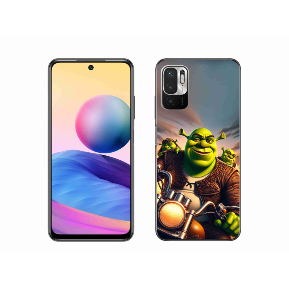 Gelový kryt mmCase na Xiaomi Redmi Note 10 5G - shrek na motorce