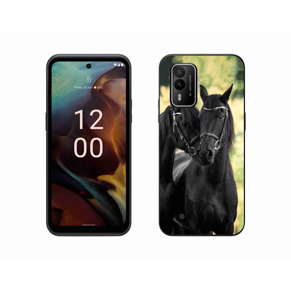 Gelový kryt mmCase na Nokia XR21 - dva černí koně