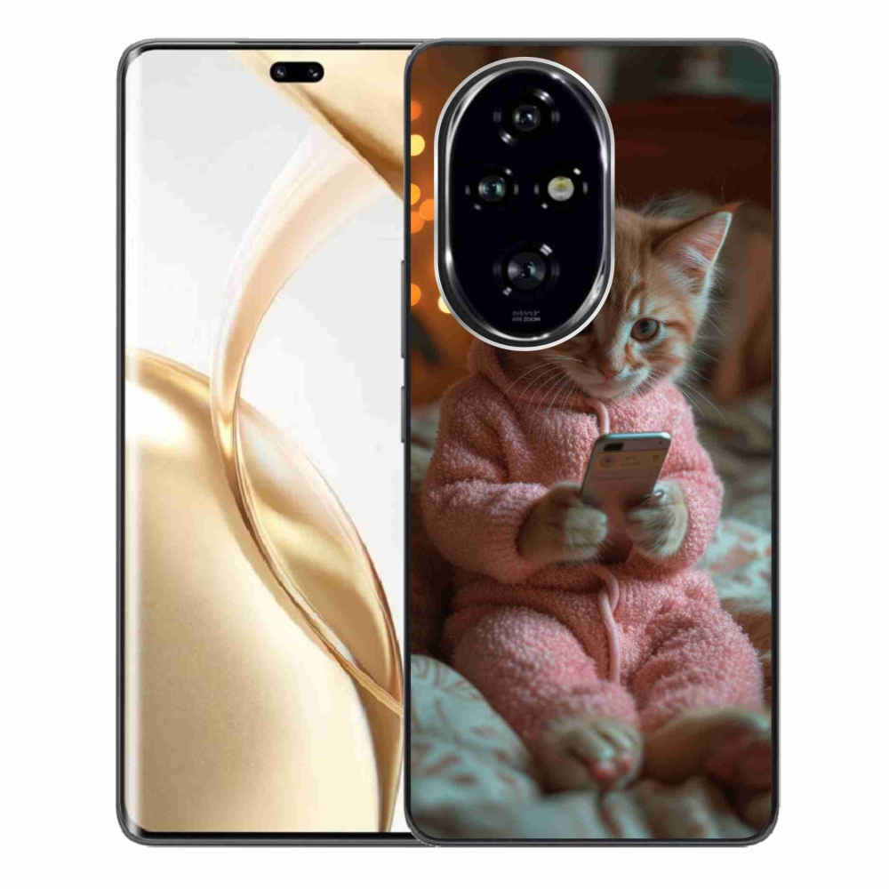Gelový kryt mmCase na Honor 200 Pro 5G - kotě s mobilem