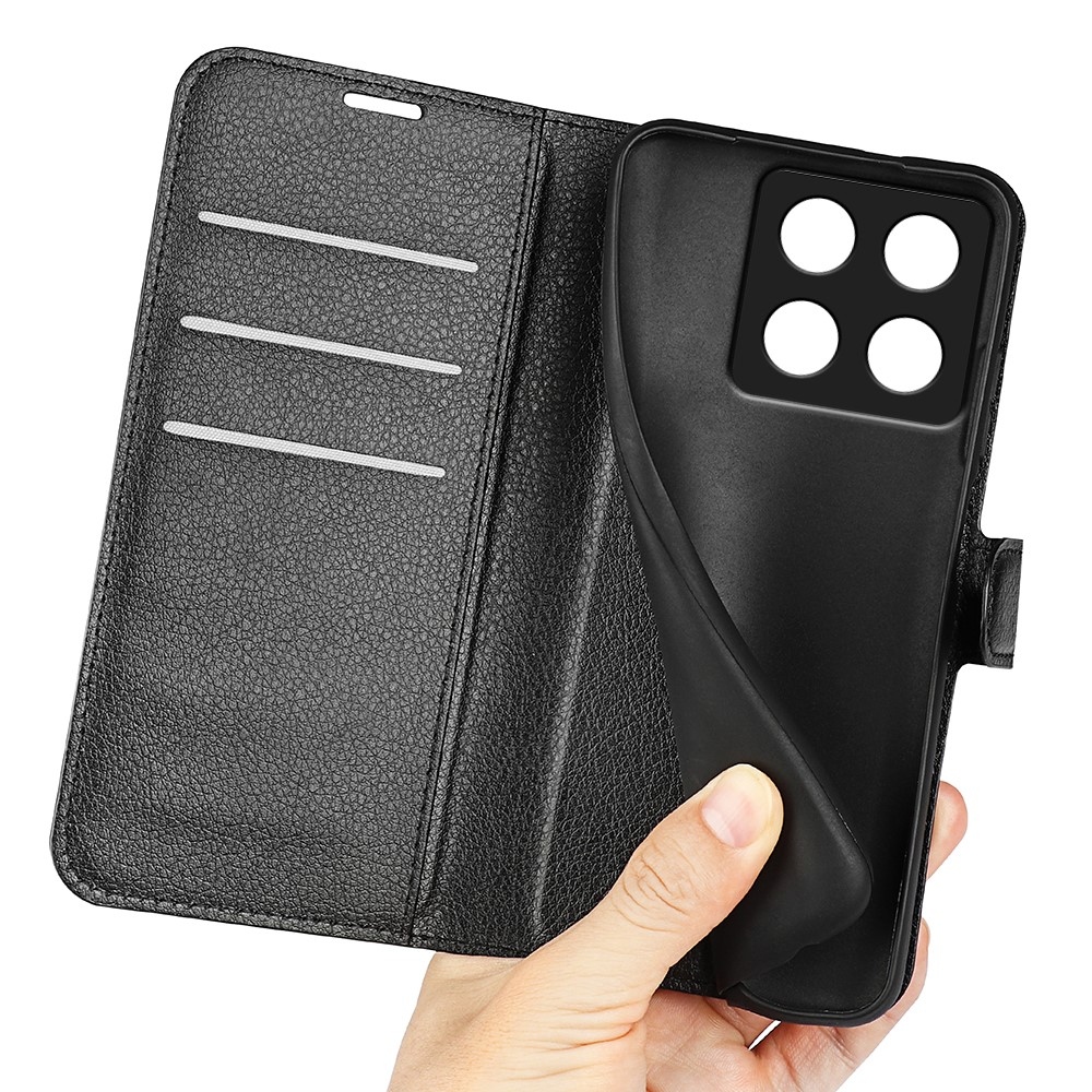 Litchi knížkové pouzdro na Xiaomi 14T Pro - černé