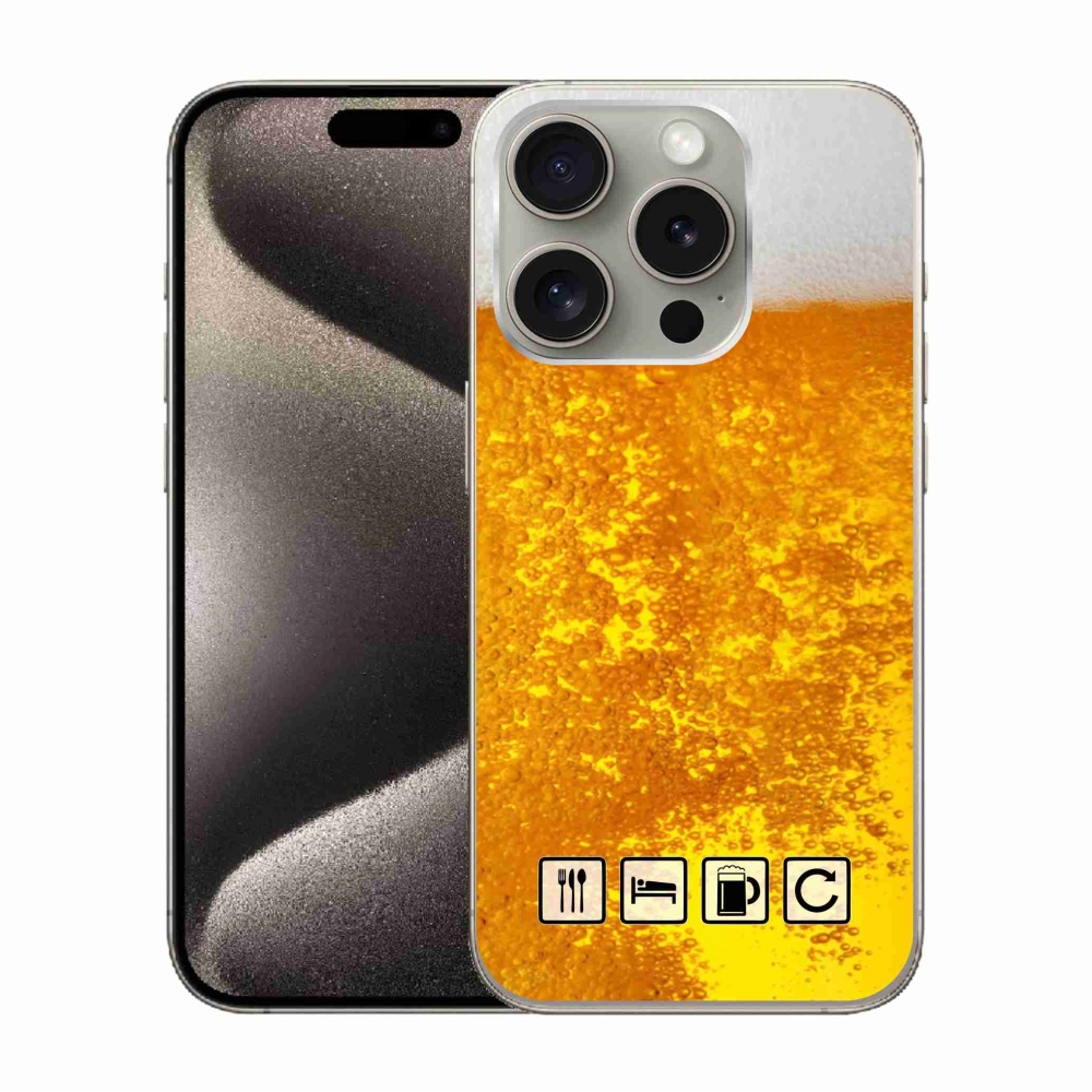 Gelový kryt mmCase na iPhone 15 Pro - pivní motiv 3