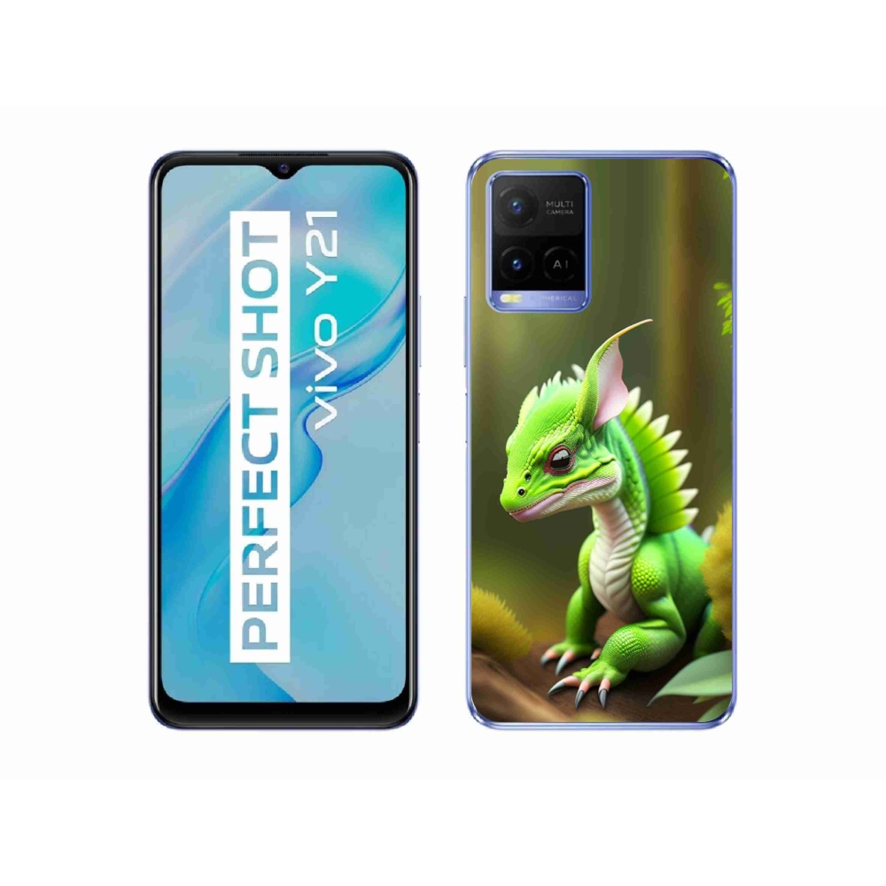 Gelový kryt mmCase na Vivo Y21/Y21s/Y33s - zelený dráček