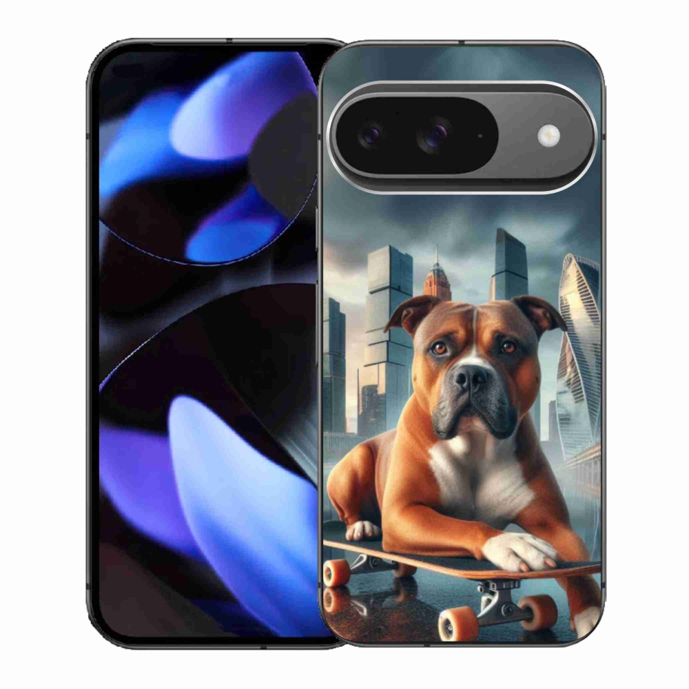Gelový kryt mmCase na Google Pixel 9/9 Pro - pes na skateboardu