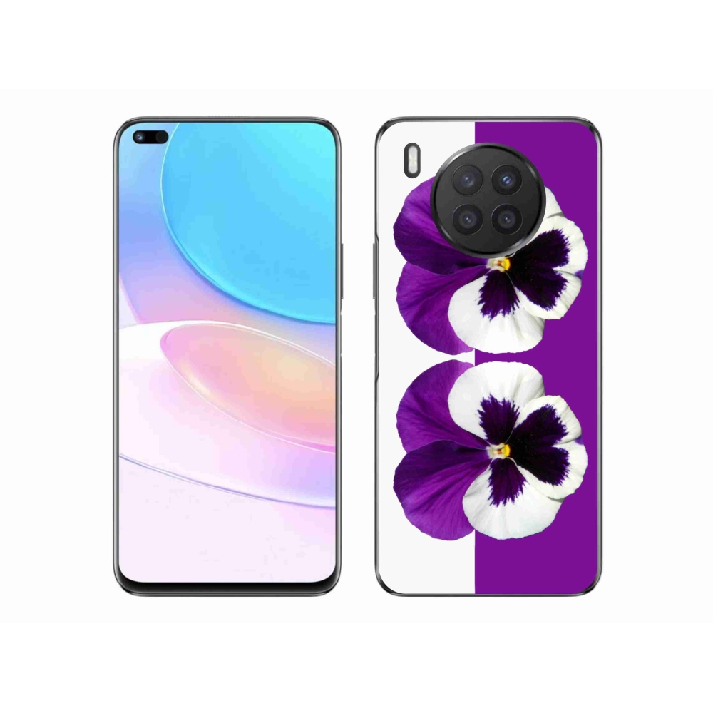 Gelový kryt mmCase na Huawei Nova 8i - fialovobílý květ
