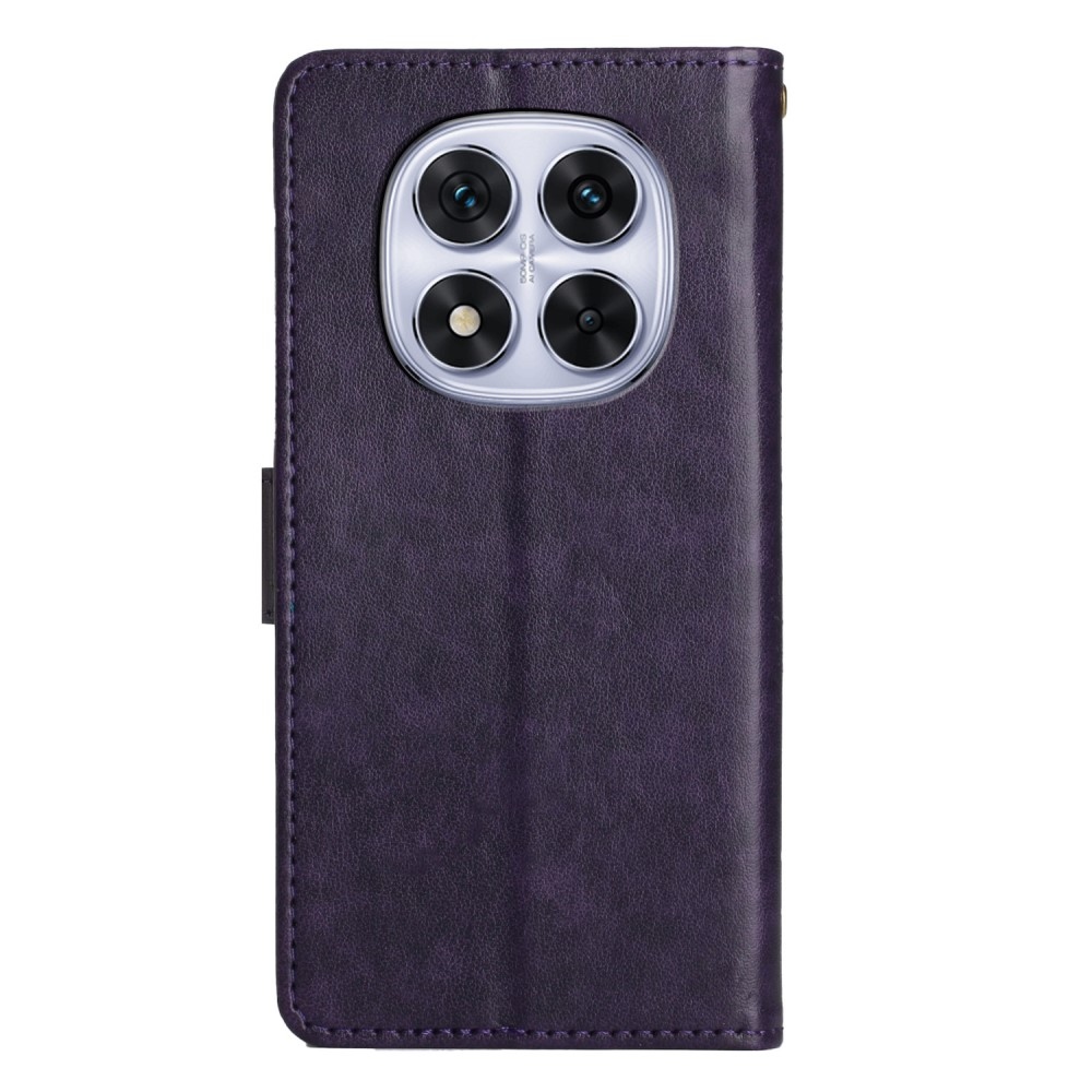 Flowers knížkové pouzdro na Xiaomi Redmi Note 14 Pro 5G/Poco X7 5G - tmavěfialové