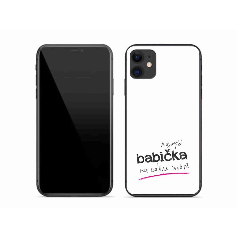 Gelový kryt mmCase na iPhone 11 - nejlepší babička 4 bílé pozadí