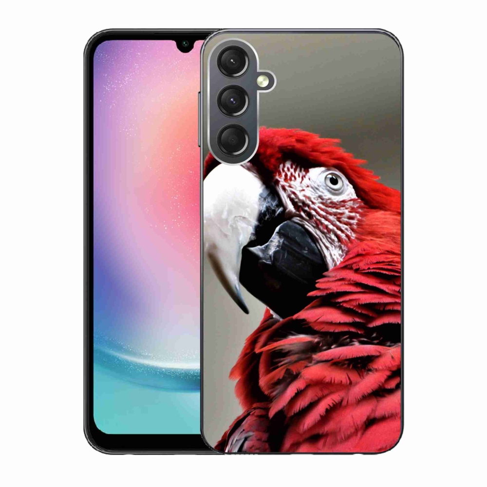 Gelový obal mmCase na Samsung Galaxy A24 - papoušek ara červený