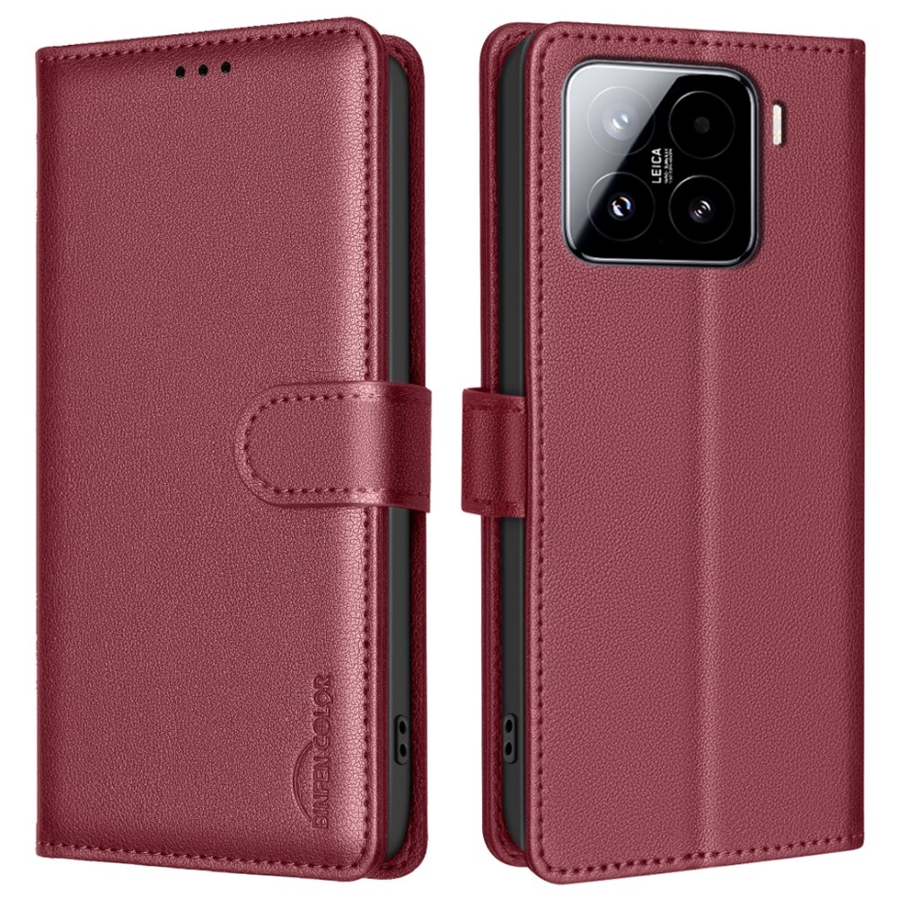 BINFEN knížkové pouzdro na Xiaomi 15 Pro - červené