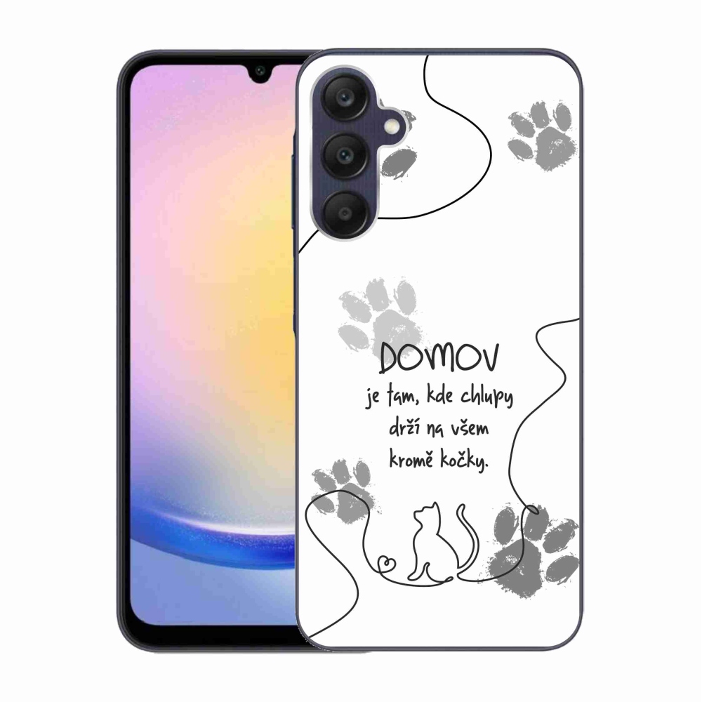 Gelový kryt mmCase na Samsung Galaxy A25 5G - kočičí motiv bílé pozadí