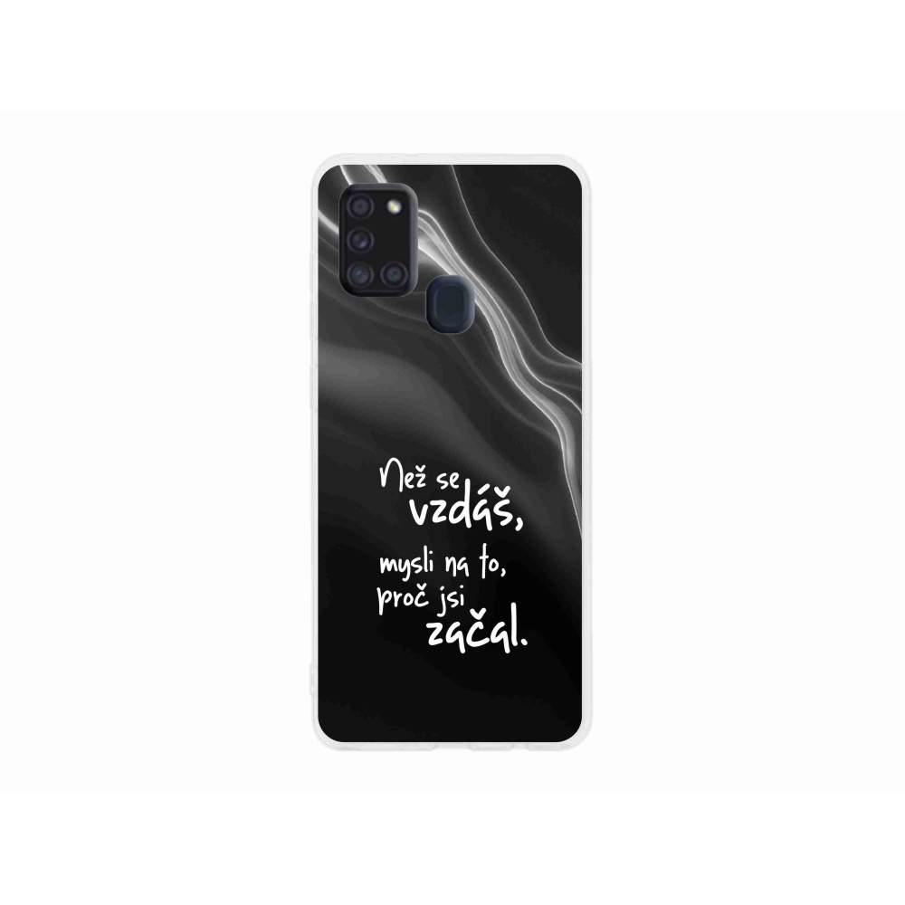 Gelový kryt mmCase na Samsung Galaxy A21s - citát 2 černé pozadí