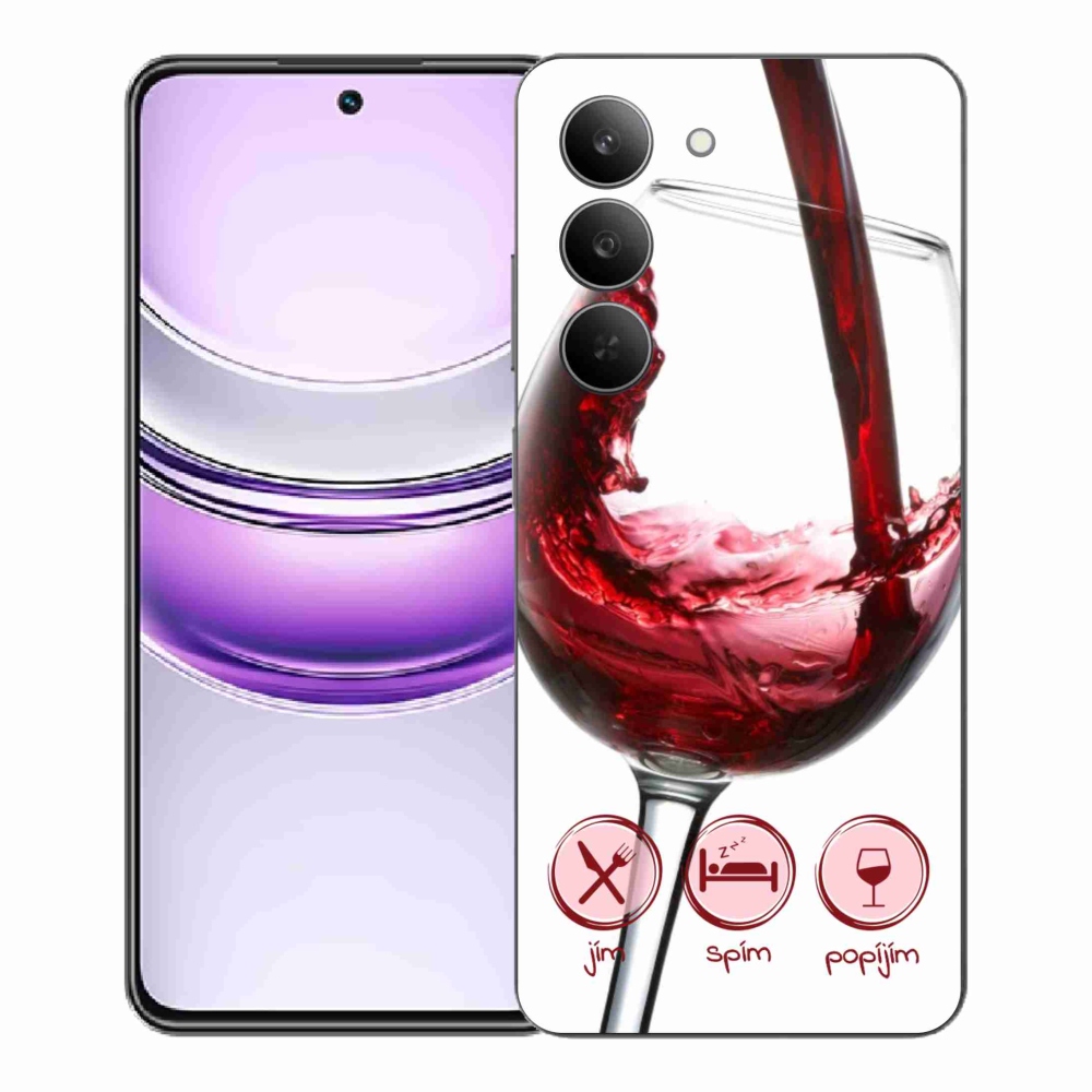 Gelový kryt mmCase na Realme 14x 5G - sklenička vína červené