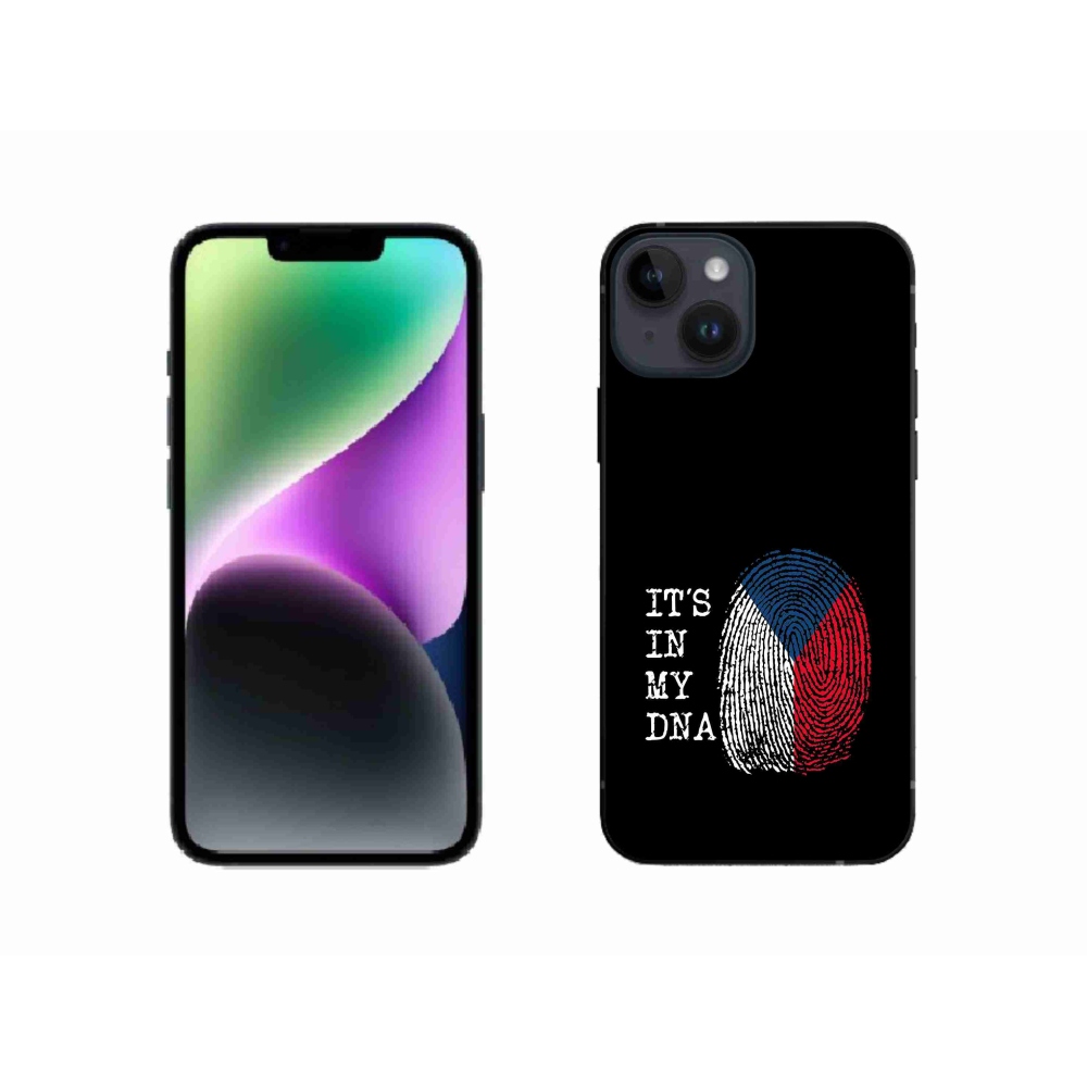 Gelový kryt mmCase na iPhone 14 - vlajka otisk prstu černé pozadí