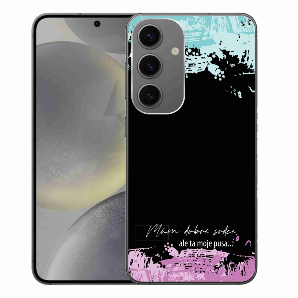 Gelový kryt mmCase na Samsung Galaxy S24+ - vtipný text 3 černé pozadí